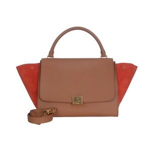 ♥️ Celine Trapeze Elegant Orange Brown Black Leather Shoulder Bag ♥️